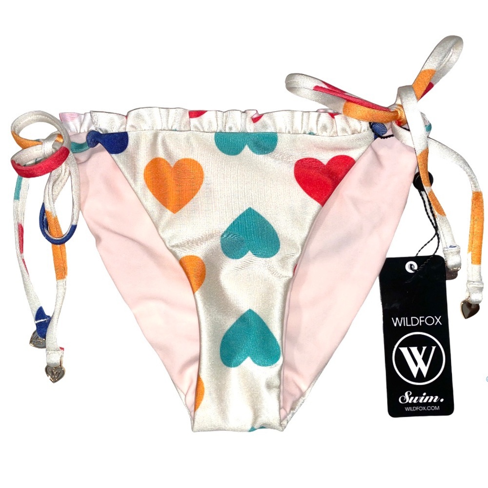 NWT WILDFOX Vintage Hearts Bikini Bottoms ONLY  Size Extra Small